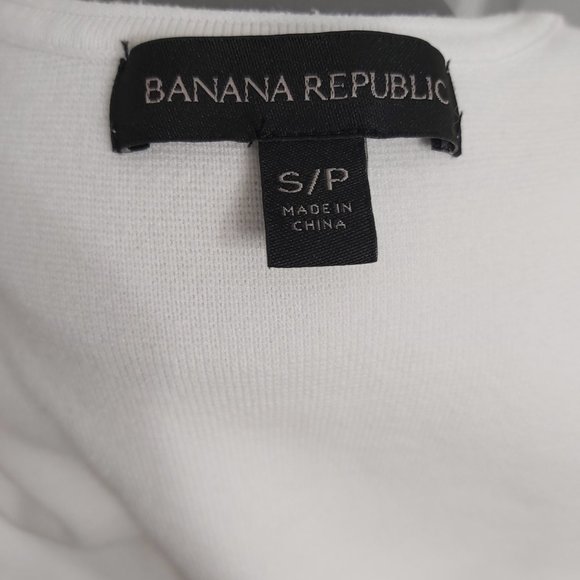 Banana Republic Milano Tee White Fringed T-Shirt Women Size Small Rayon Blend - Picture 5 of 12